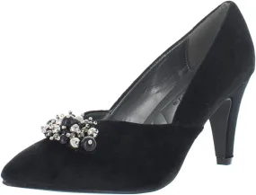 Bellini May Women's Velvet Memory Foam Pearl Embellished 3 Inch Dress Pump