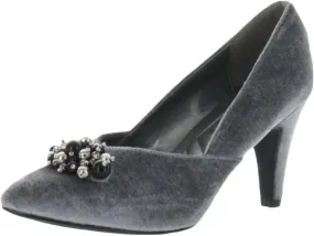 Bellini May Women's Velvet Memory Foam Pearl Embellished 3 Inch Dress Pump