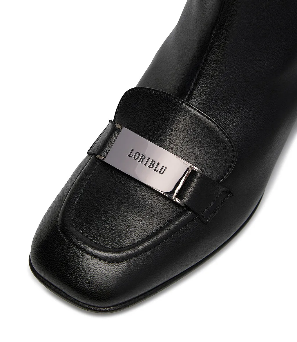 Black nappa bootie with Logo plaque