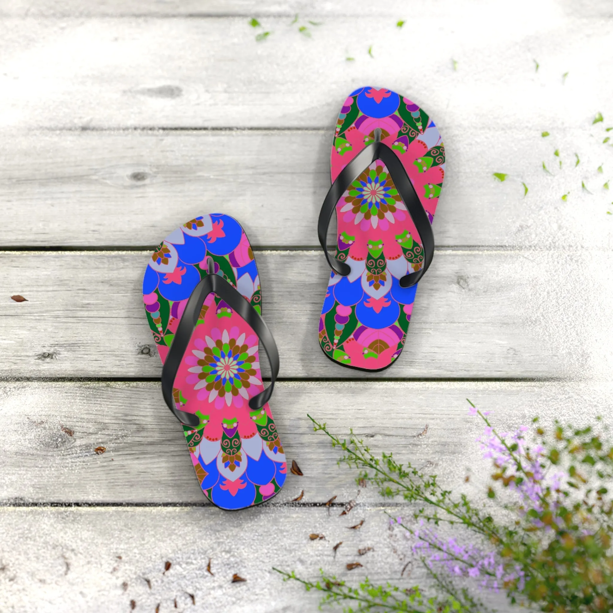 Bohemian Floral Mandala Flip Flops