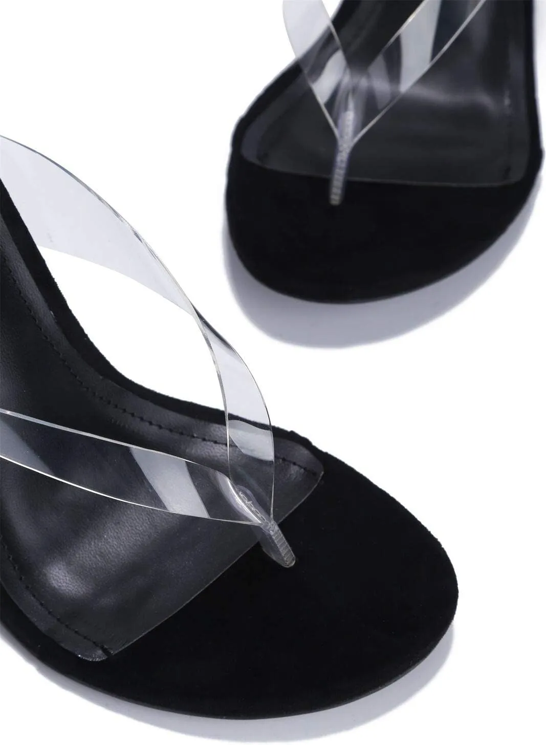 Cape Robbin Fresh Transparent Wedge Sandals Black Open High Clear Platform Mule