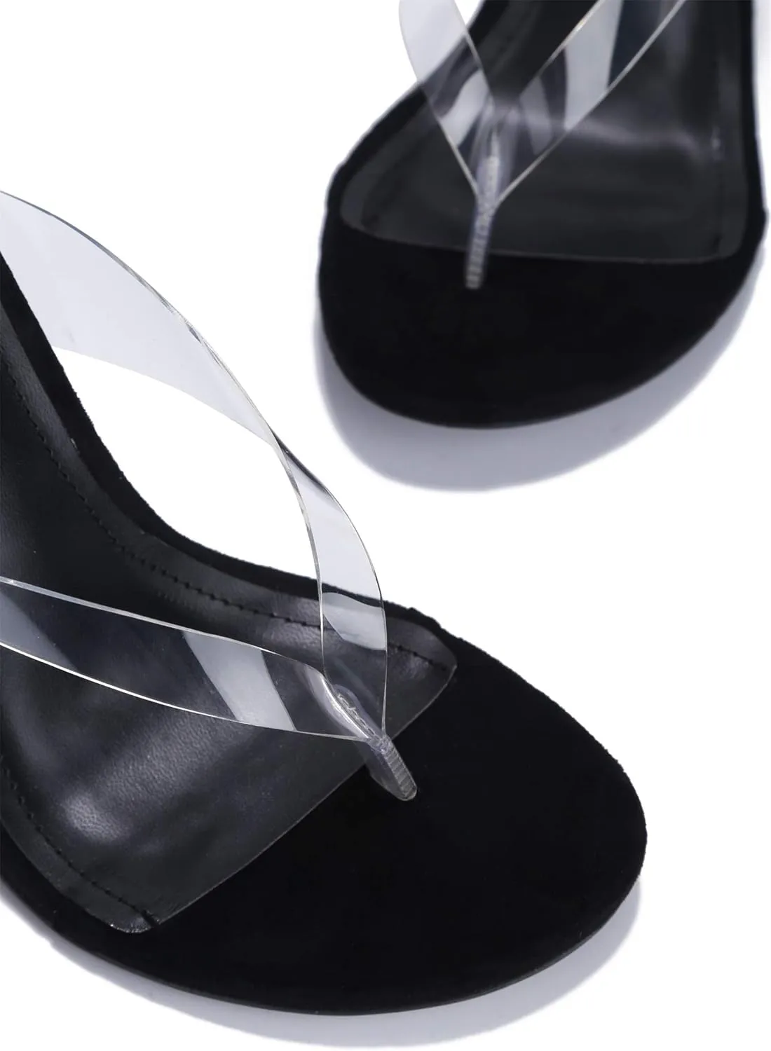 Cape Robbin Fresh Transparent Wedge Sandals Black Open High Clear Platform Mule