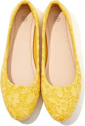 Dress Shoes for Women Round Toe Flats Shoes Lace Ballet Flats Dressy Comfortable Foldable Flats Low Heel