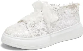 Emily Bridal 115-11 Women's Wedding Sneakers Flats Tennis Shoes Flower Lace Sneakers