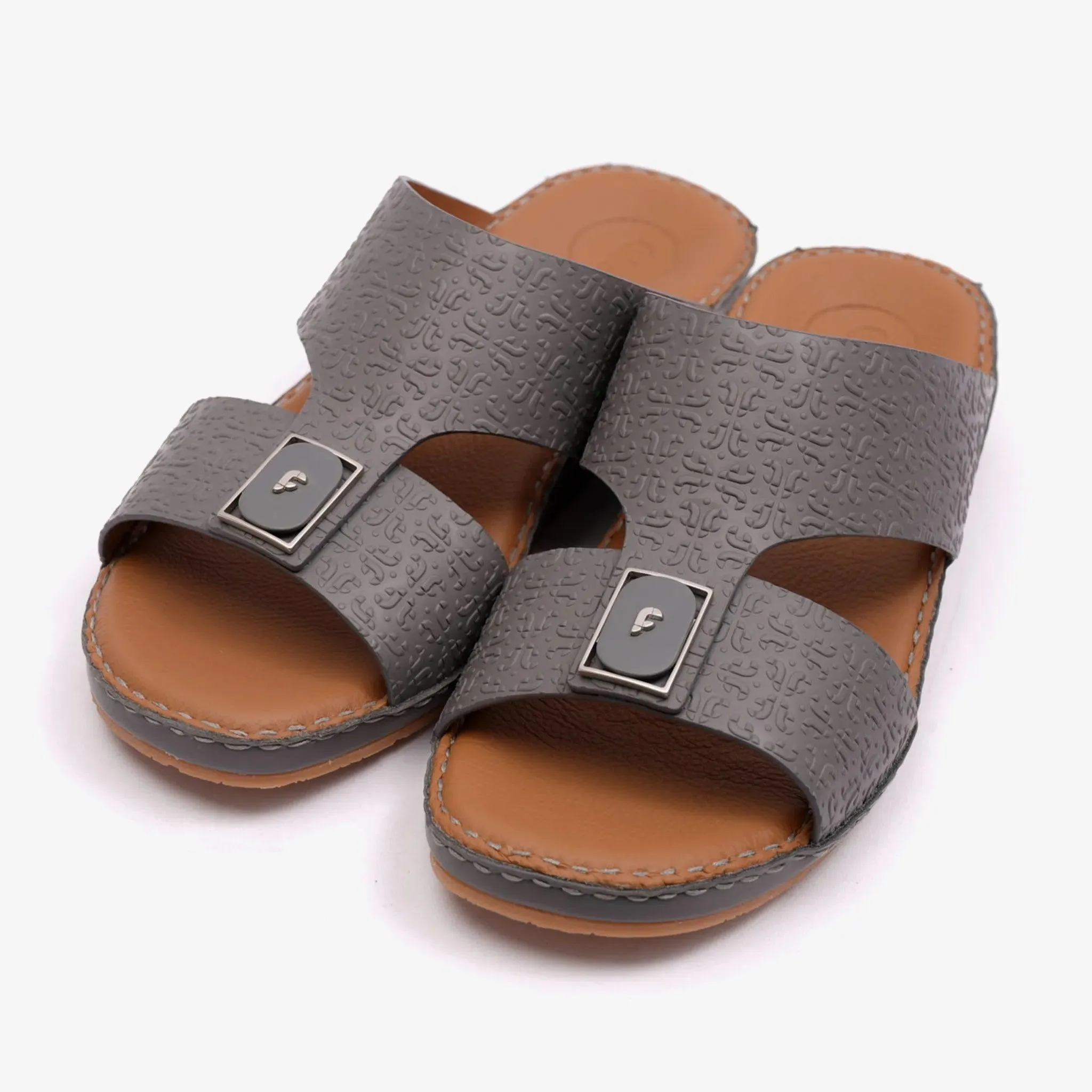 FARADA CLASSIC LEATHER EMBOSSED PATTERN ARABIC SANDALS SCHIST