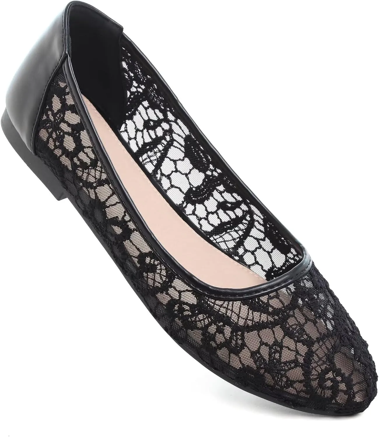 LUXINYU Flats for Women Classic Pointed Toe Slip-On Ballet Flats Soft Pu Leather Dress Shoes Comfortable Loafers Lightweight