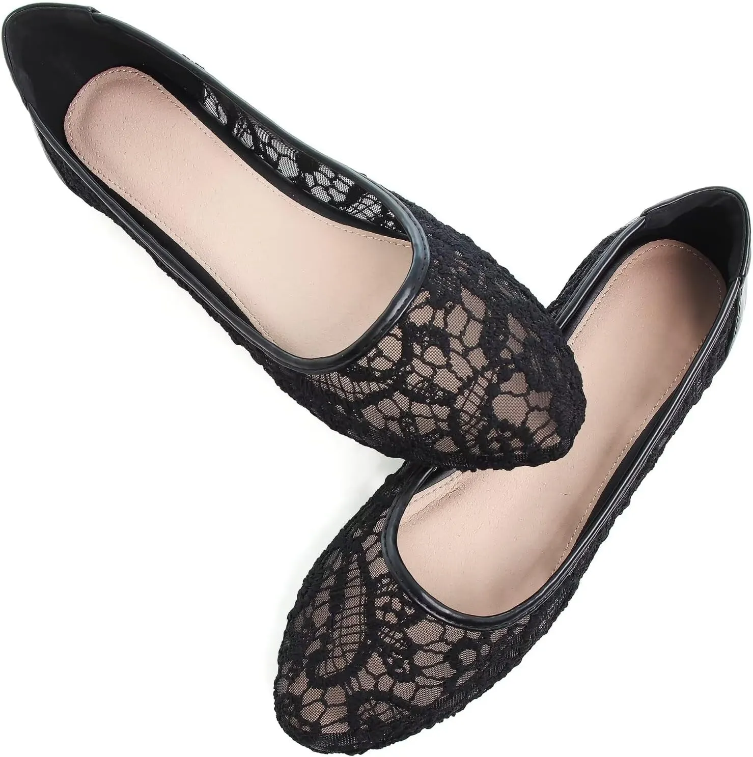 LUXINYU Flats for Women Classic Pointed Toe Slip-On Ballet Flats Soft Pu Leather Dress Shoes Comfortable Loafers Lightweight