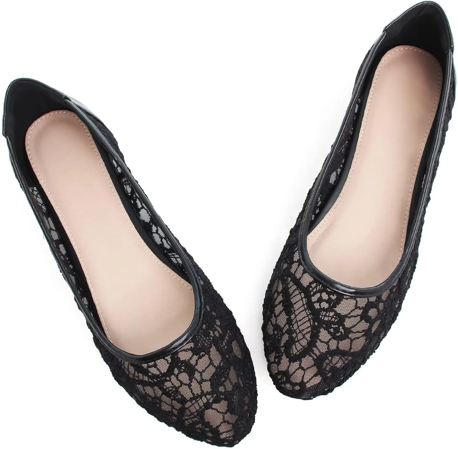 LUXINYU Flats for Women Classic Pointed Toe Slip-On Ballet Flats Soft Pu Leather Dress Shoes Comfortable Loafers Lightweight