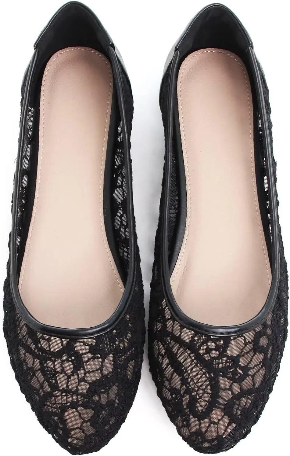 LUXINYU Flats for Women Classic Pointed Toe Slip-On Ballet Flats Soft Pu Leather Dress Shoes Comfortable Loafers Lightweight