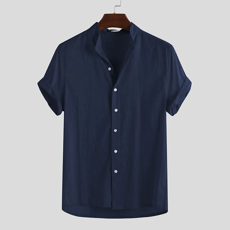 Men's Linen Loose Artistic Tops Holiday Casual Shirts