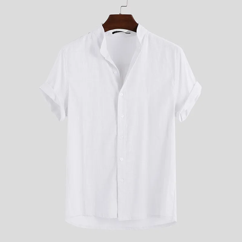 Men's Linen Loose Artistic Tops Holiday Casual Shirts