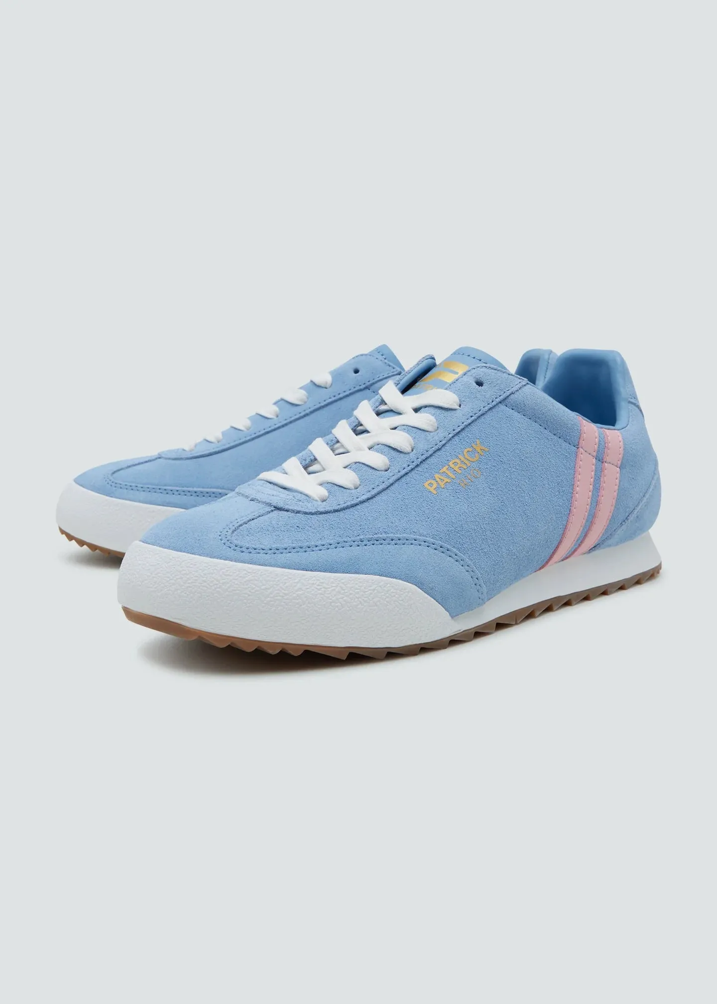 Patrick Rio Suede Trainers Sky Blue/Pink