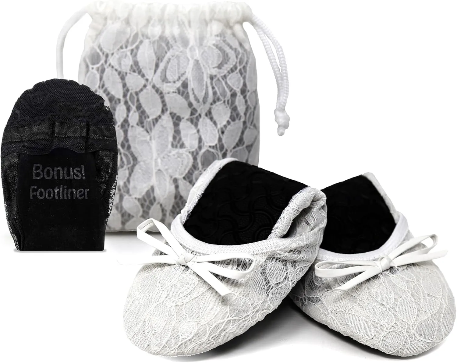 Silky Toes Women’s Foldable Lace Wedding Flats Comfortable Bridal Dressy Shoes