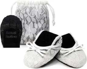 Silky Toes Women’s Foldable Lace Wedding Flats Comfortable Bridal Dressy Shoes