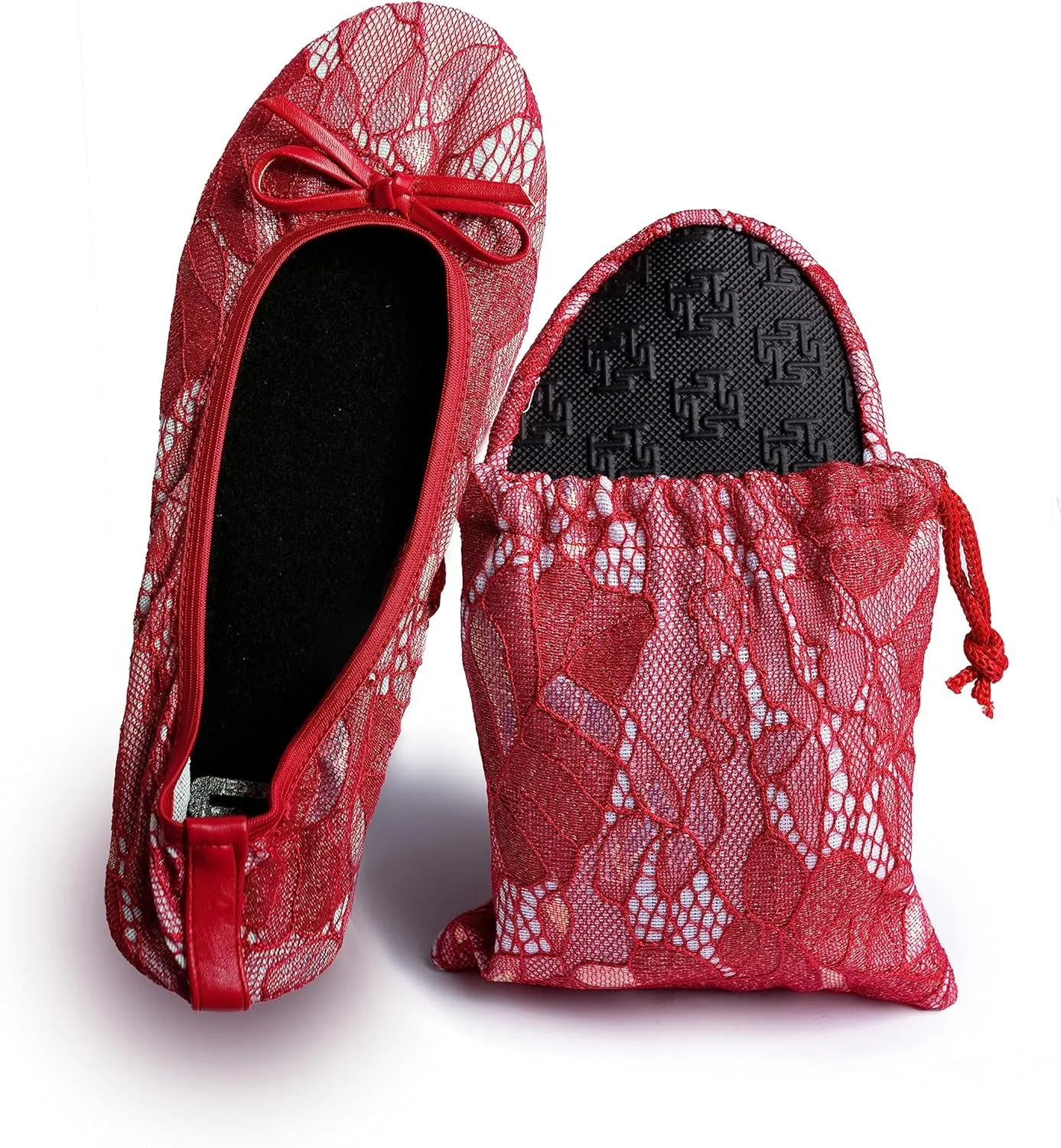 Silky Toes Women’s Foldable Lace Wedding Flats Comfortable Bridal Dressy Shoes