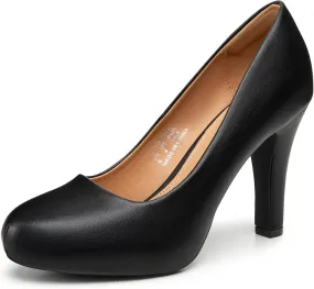 Trary Women's Heels for Women, Black Heels White Heels Brown Heels Nude Heels, Low Platform Heels, IN3.2 High Heel Closed Round Toe Pumps Dress Office Wedding Shoes for Women