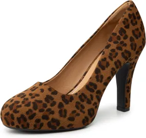 Trary Women's Heels for Women, Black Heels White Heels Brown Heels Nude Heels, Low Platform Heels, IN3.2 High Heel Closed Round Toe Pumps Dress Office Wedding Shoes for Women