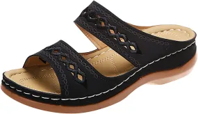 Womens Sandals Comfortable Dressy Orthopedic Dress Sandals Black Flip Flops for Women Slip on Casual Flat Women Open Toe Sandal Walking Sandals Women