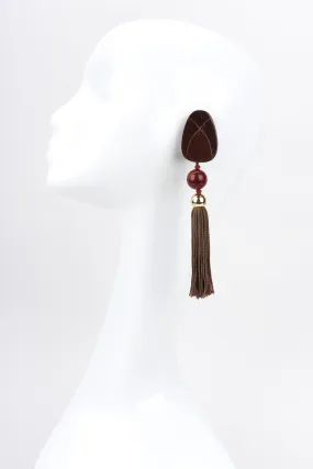 Wooden Tassel Drop Earrings