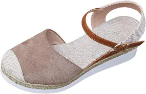 ZSpzx Women's Espadrilles Platform Wedge Sandals 2025 Orthopedic Closed Toe Backless Slingback Adjustable Strappy Sandal Summer Arch Support Shoes Ladies Cushion Footbed Low Heel Daily Shoe
