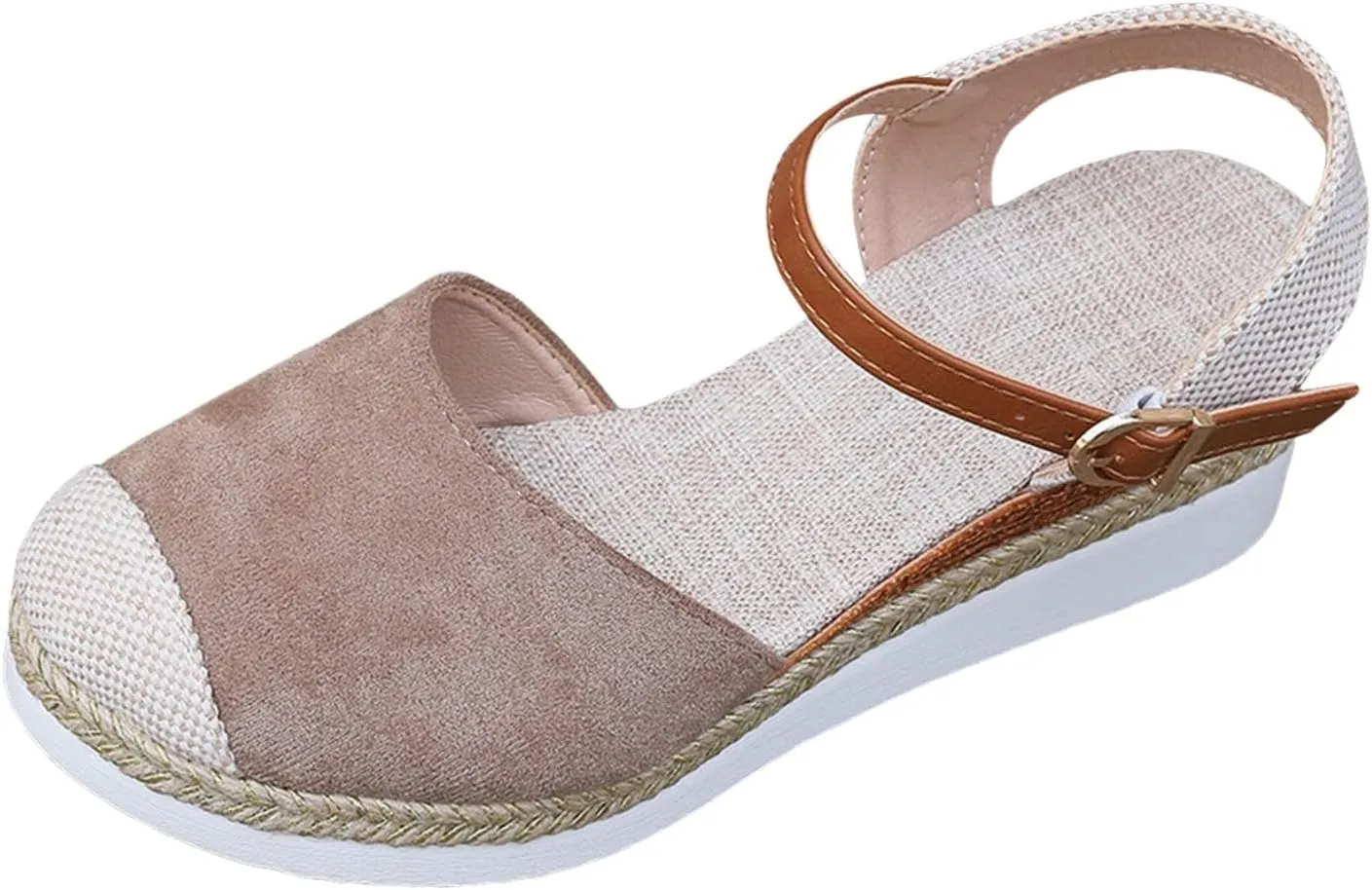 ZSpzx Women's Espadrilles Platform Wedge Sandals 2025 Orthopedic Closed Toe Backless Slingback Adjustable Strappy Sandal Summer Arch Support Shoes Ladies Cushion Footbed Low Heel Daily Shoe