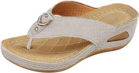 ZSpzx Women's Wedge Flip Flops Arch Support 2025 Breathable Orthopedic Low Heel Wedge Sandal Boho Low Heel Thong Non Slip Thong Summer Comfortable Plantar Fasciitis Beach Slippers for Indoor Outdoor